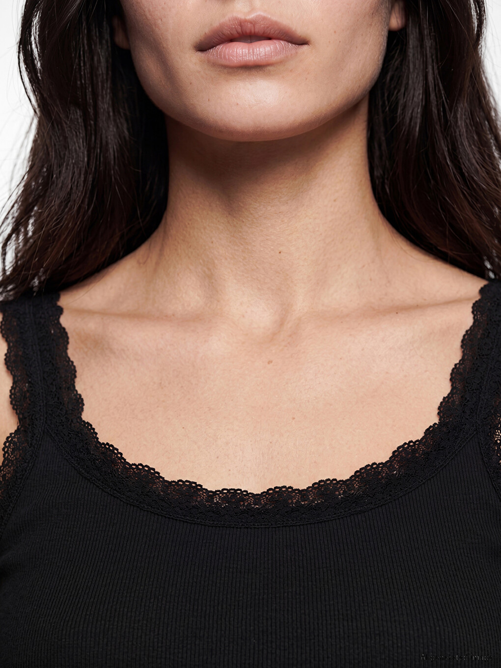 Lace Detailed Women's Ribbed Tank Top-2