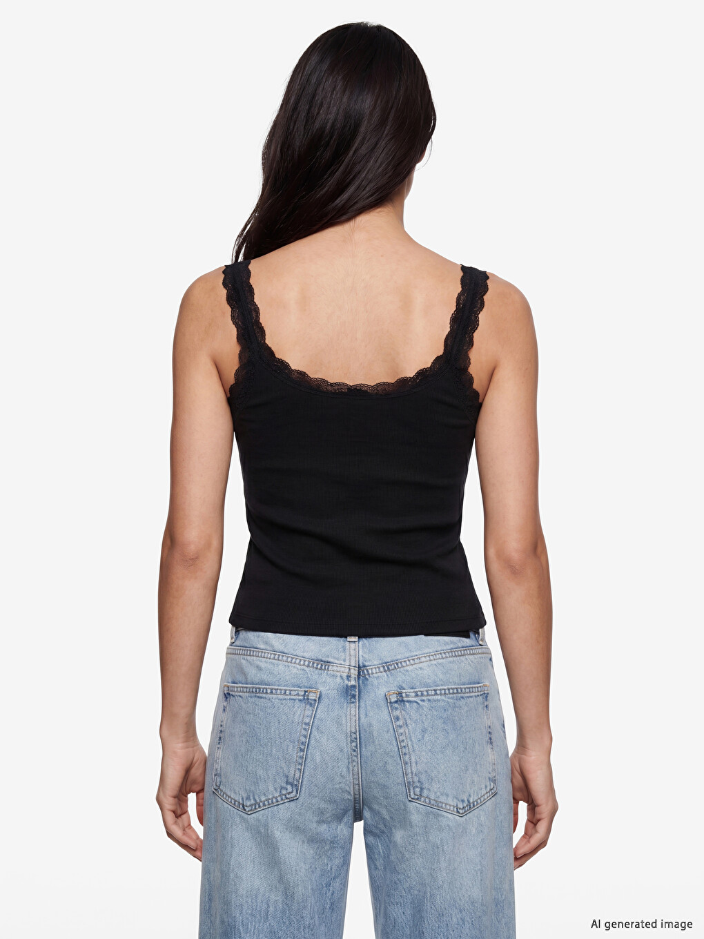 Lace Detailed Women's Ribbed Tank Top-3