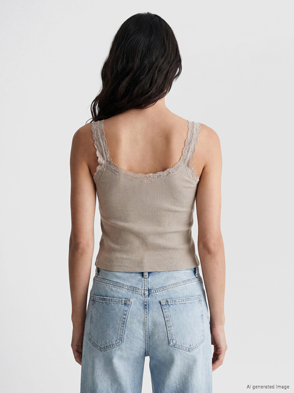 Lace Detailed Women's Ribbed Tank Top-3