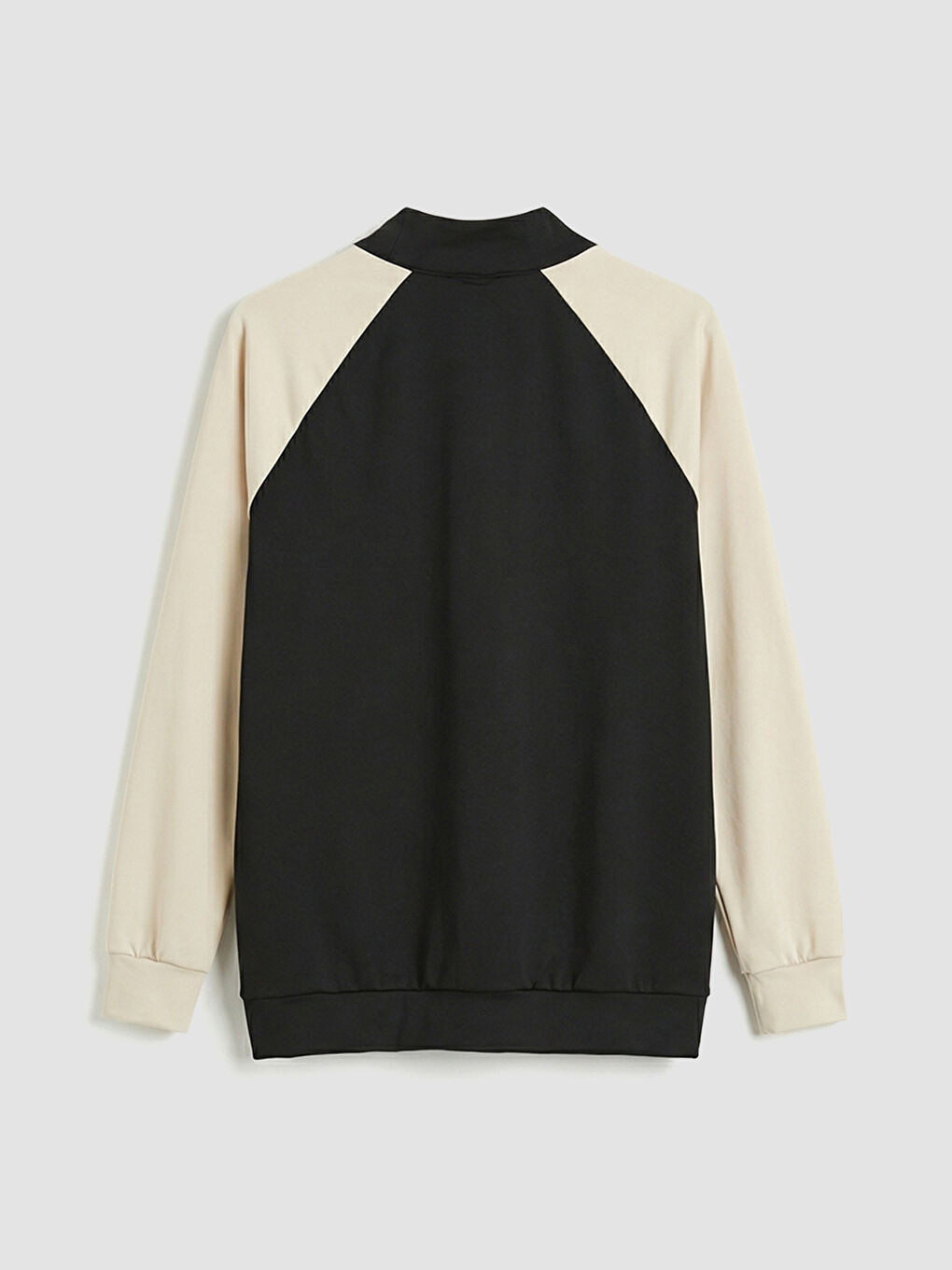 Siyah Dik Yaka Renk Bloklu Erkek Sweatshirt-1