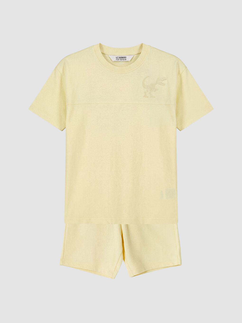 Sarı Dinozor Baskılı Erkek Çocuk Tişört ve Şort Takım