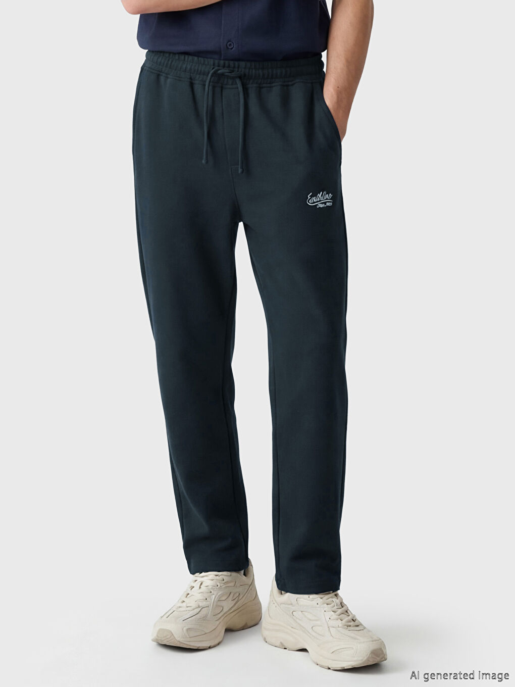 Lacivert Standart Kalıp Baskılı Erkek Eşofman Altı-1