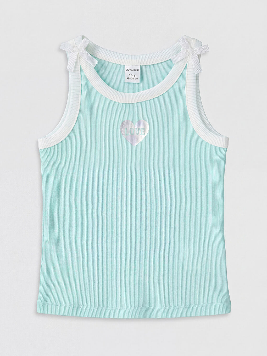 Turkuaz Bisiklet Yaka Baskılı Kız Çocuk Atlet