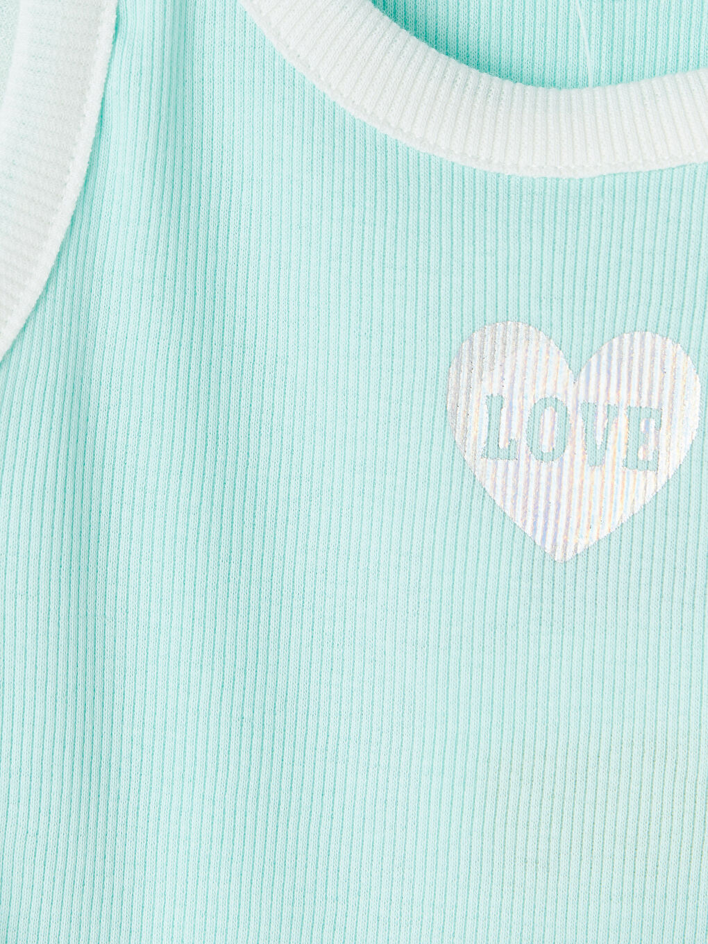 Turkuaz Bisiklet Yaka Baskılı Kız Çocuk Atlet-2