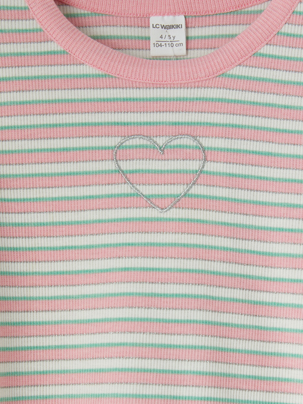 Pembe Bisiklet Yaka Çizgili Kız Çocuk Tişört-2