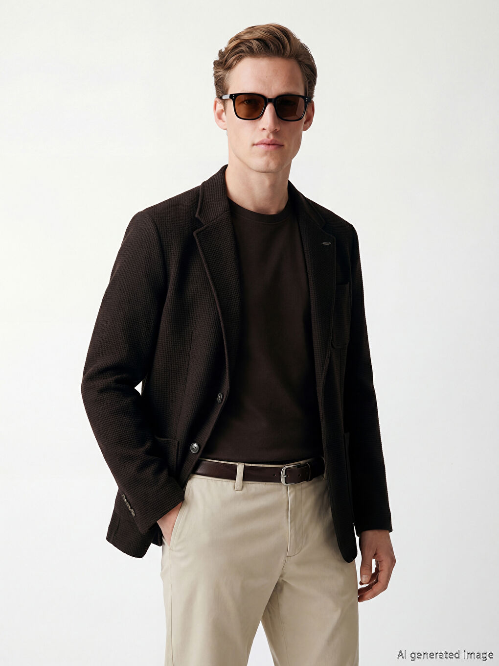 Kahverengi Standart Kalıp Erkek Blazer Ceket