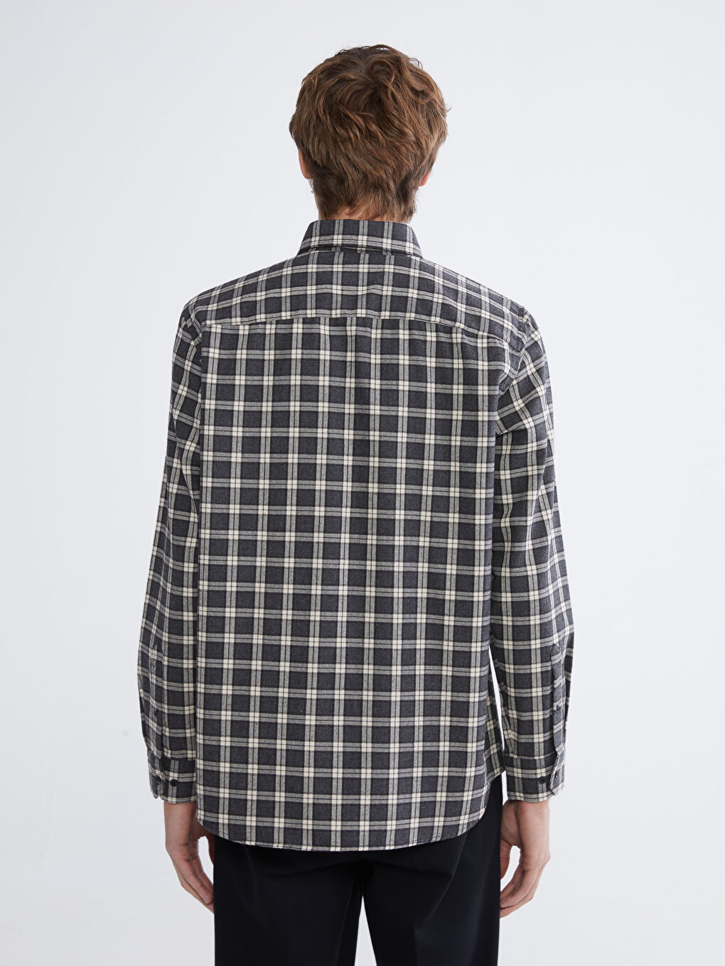 Antrasit Regular Fit Ekose Erkek Oduncu Gömlek-3