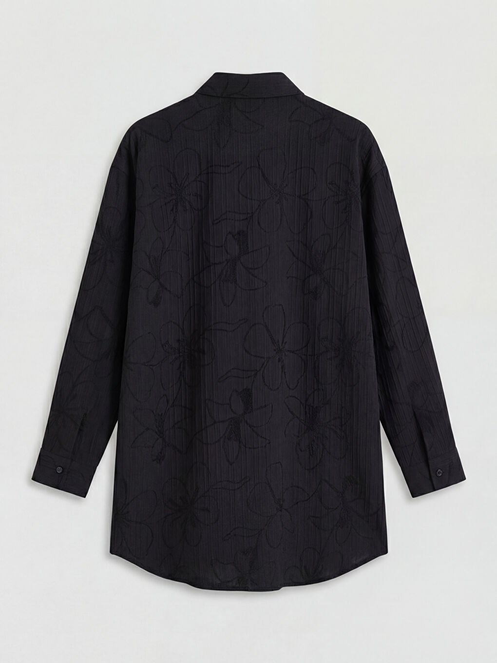 Siyah Nakışlı Kadın Gömlek Tunik-5