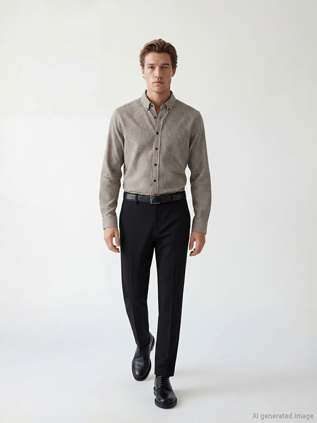 Bej Regular Fit Ekose Armürlü Erkekn Oduncu Gömlek