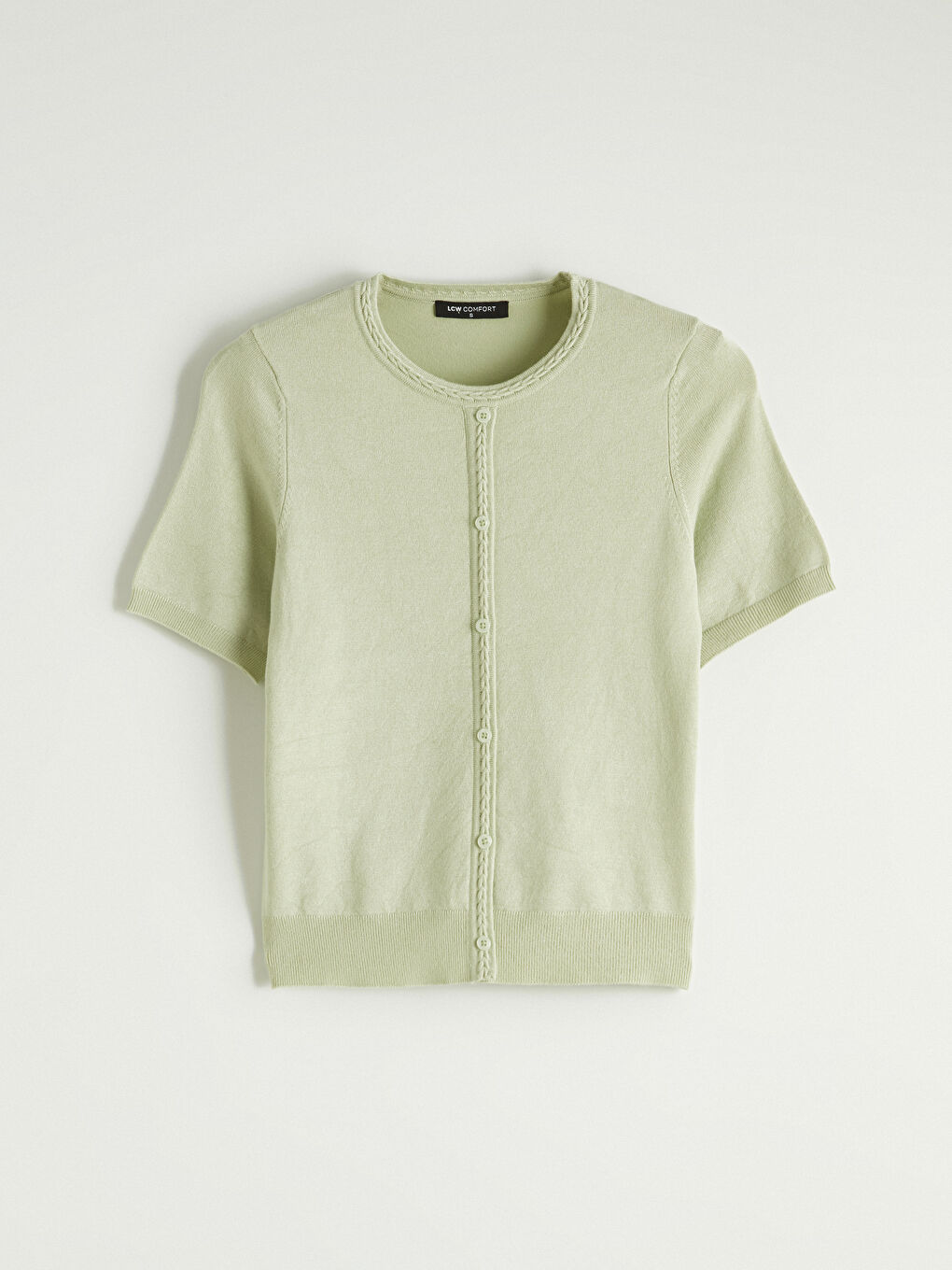 Πλεκτή ζακέτα με στρογγυλή λαιμόκοψη για γυναίκες-3