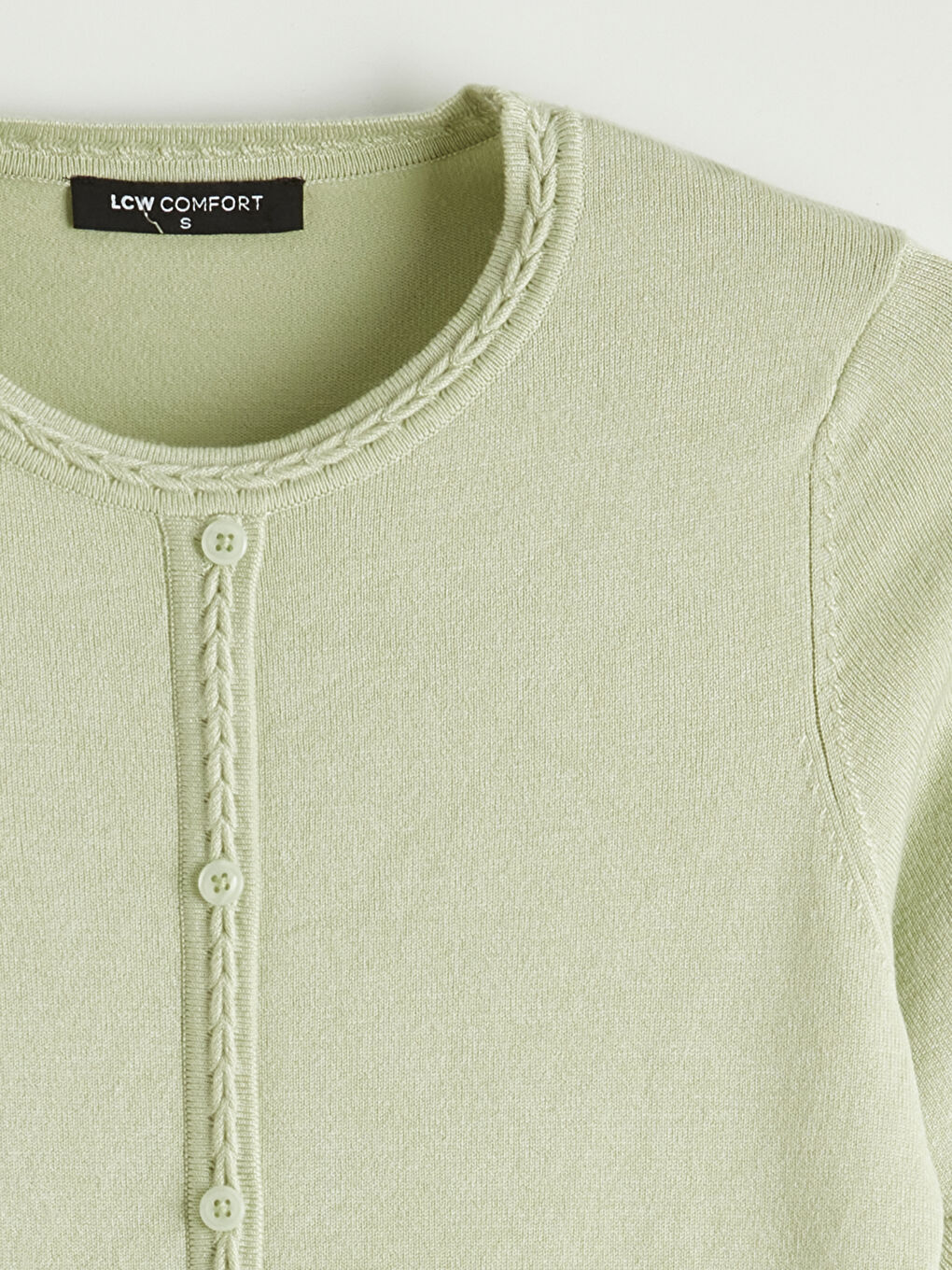 Πλεκτή ζακέτα με στρογγυλή λαιμόκοψη για γυναίκες-4