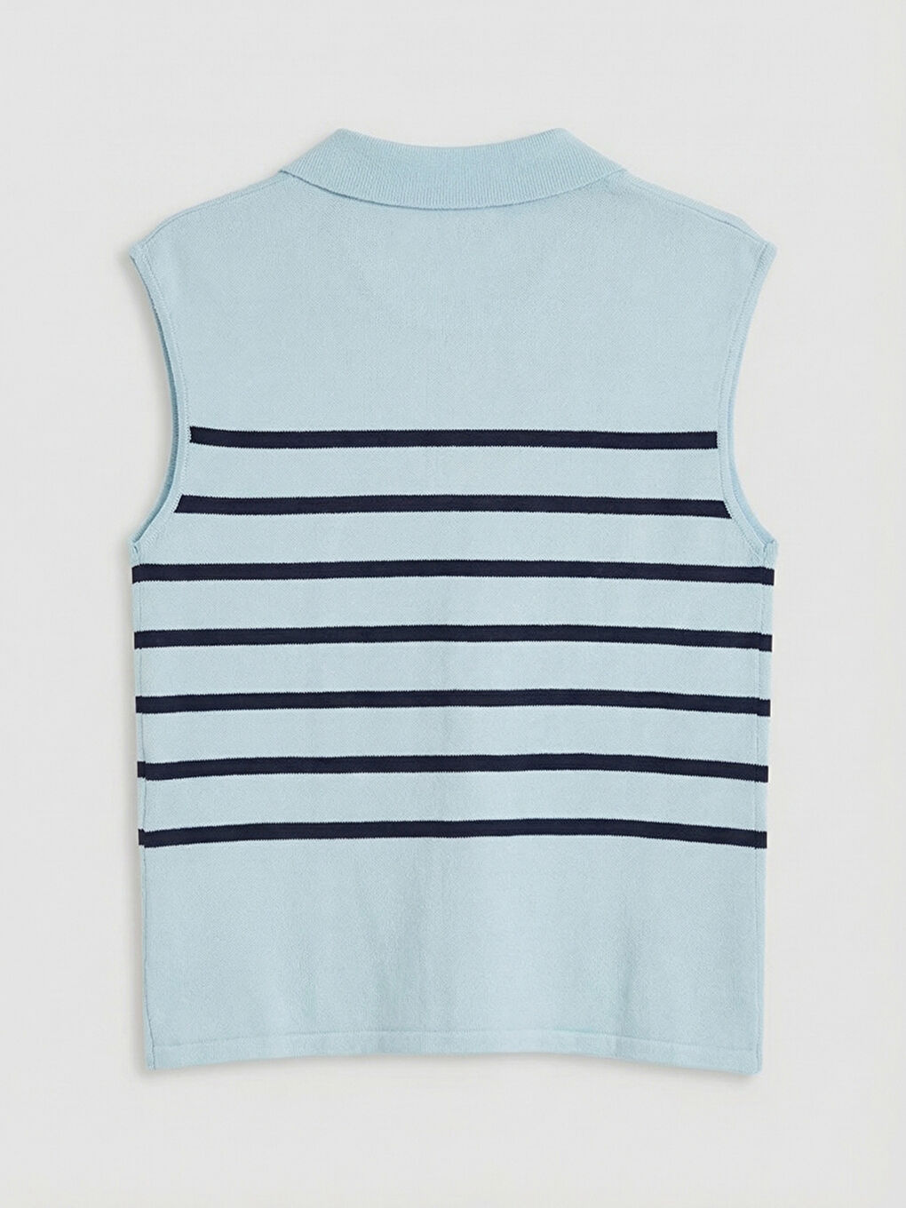 Поло жағалы жолақты әйелдер трикотаж жилеті-5