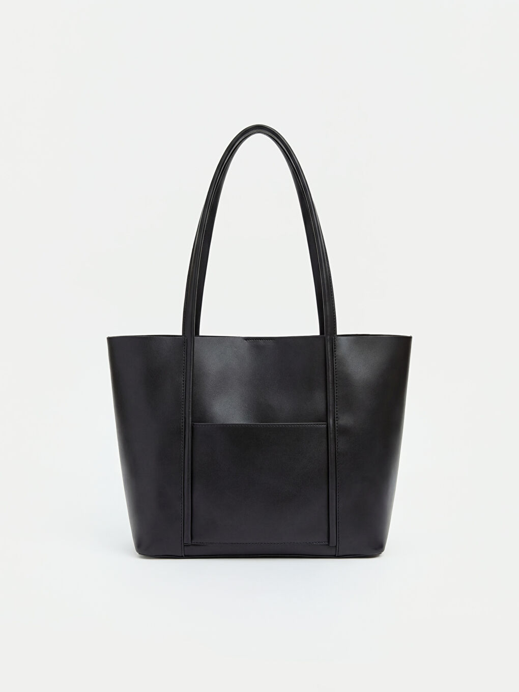 Siyah Deri Görünümlü Kadın Omuz Çantası ve El Çantası