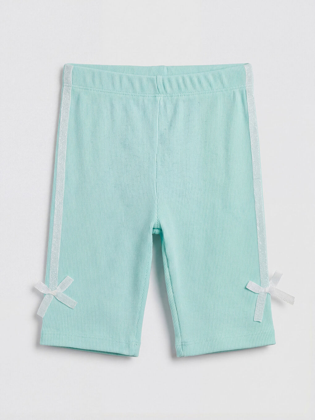 Turkuaz Beli Lastikli Kız Çocuk Kaşkorse Kısa Tayt
