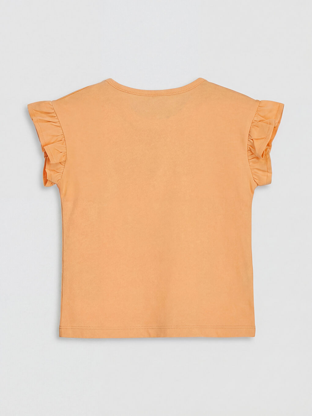 Turuncu Bisiklet Yaka Nakışlı Kız Çocuk Tişört-1