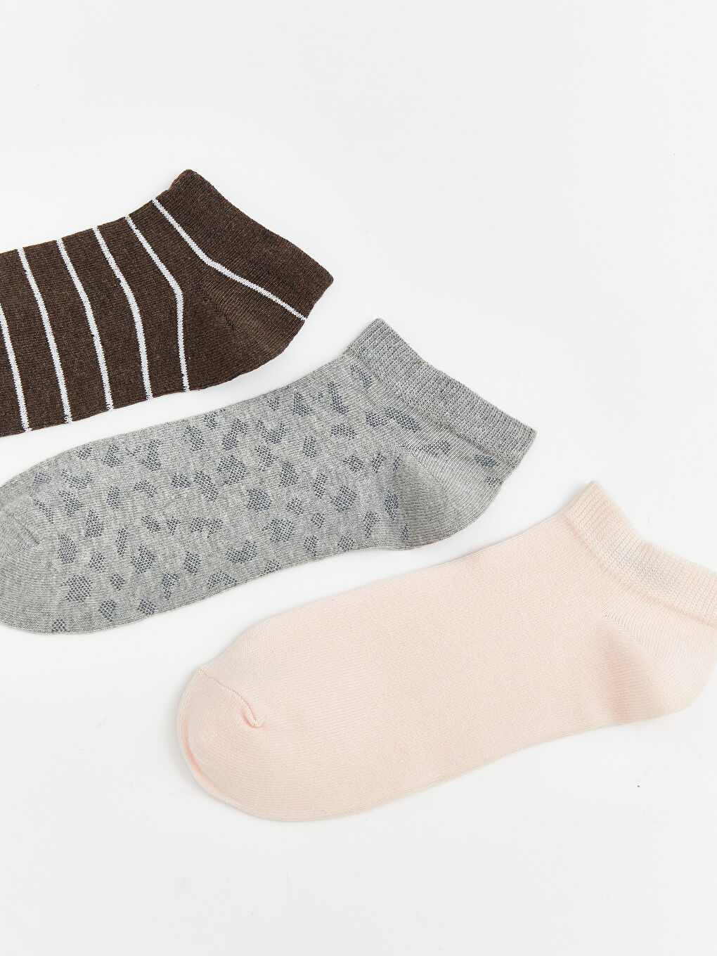 Karışık Desenli Kadın Patik Çorap 3'lü-1