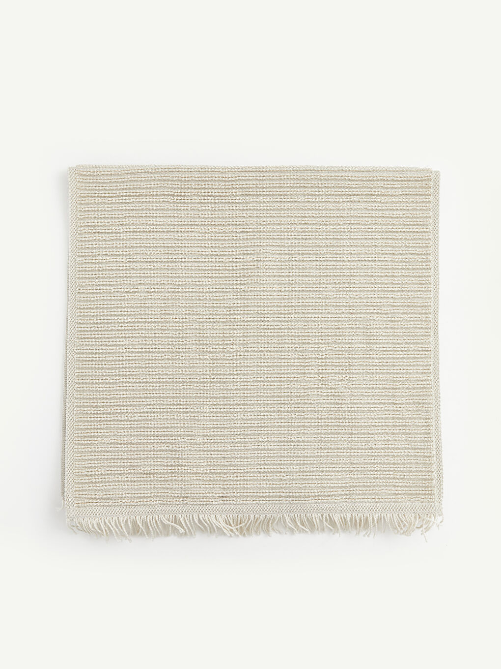 Ekru Püsküllü ve Çizgili Desenli Halı-3