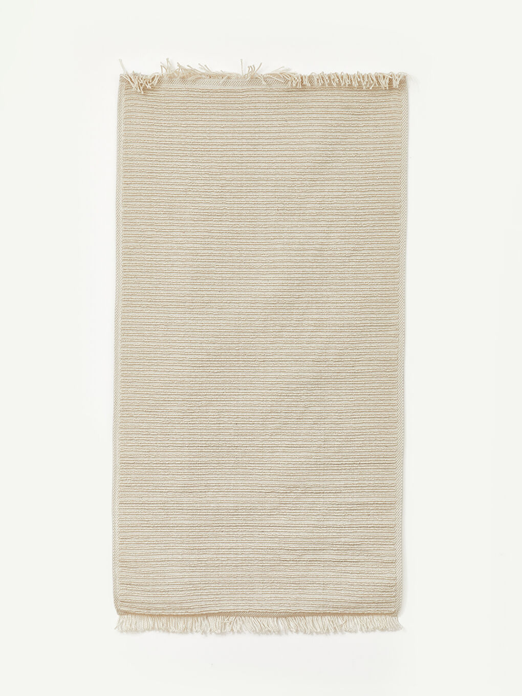 Ekru Püsküllü ve Çizgili Desenli Halı-2