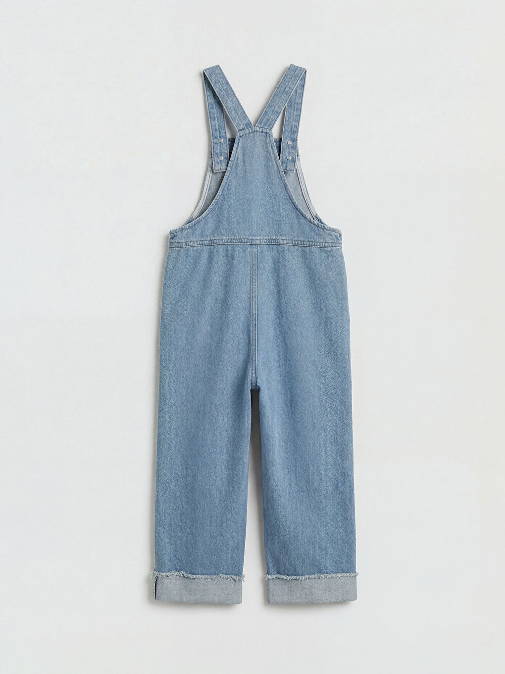 İndigo Kare Yaka Nakışlı Kız Çocuk Jean Salpet-1