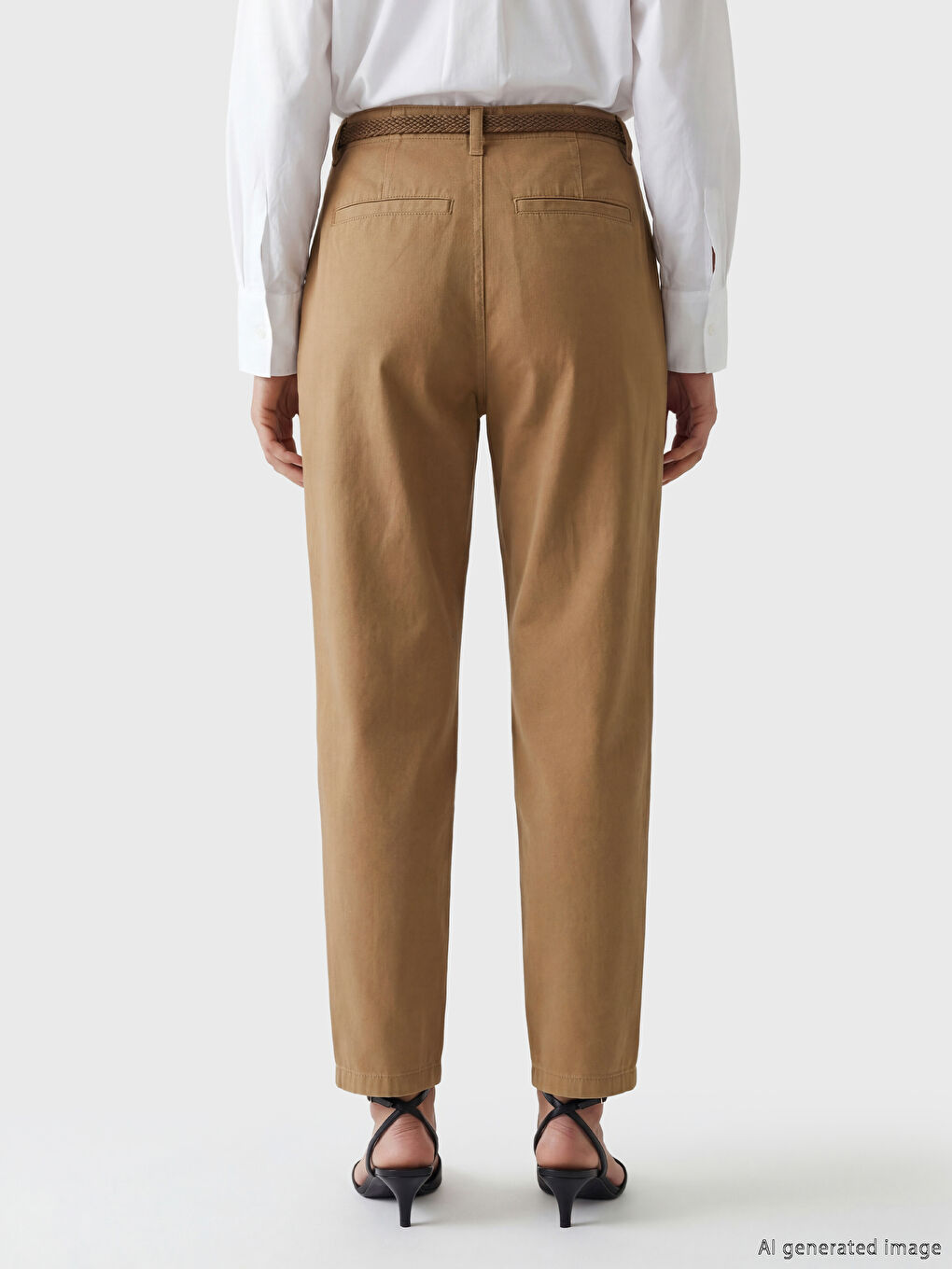 Kahverengi Beli Kemerli Carrot Fit Kadın Jean Pantolon-3