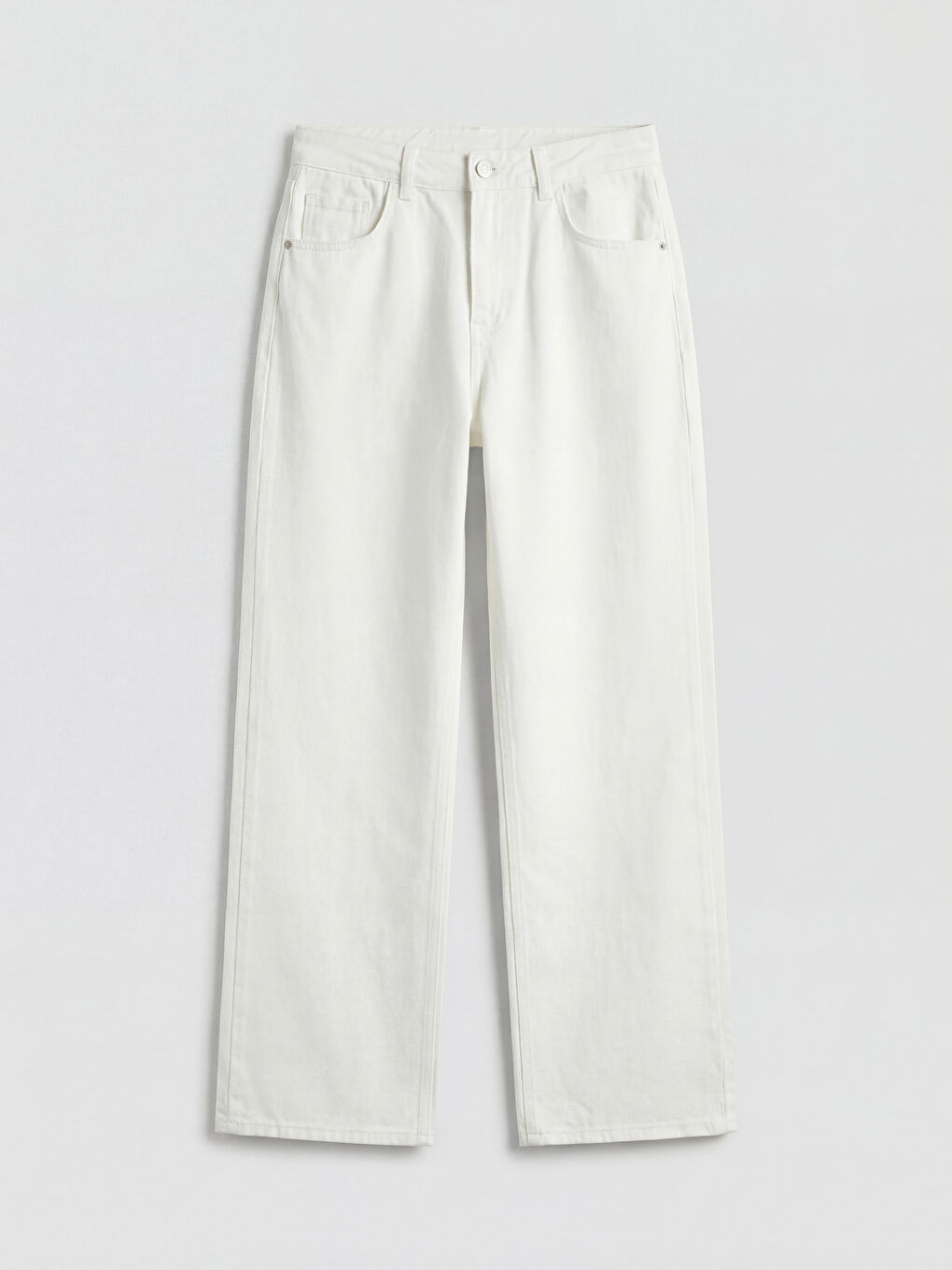 Beyaz Straight Fit Kadın Jean Pantolon