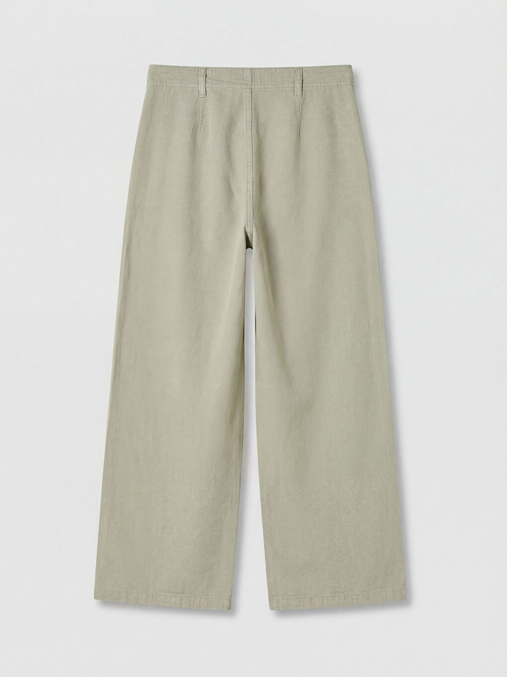 Haki Yüksek Bel Wideleg Kadın Jean Pantolon-1