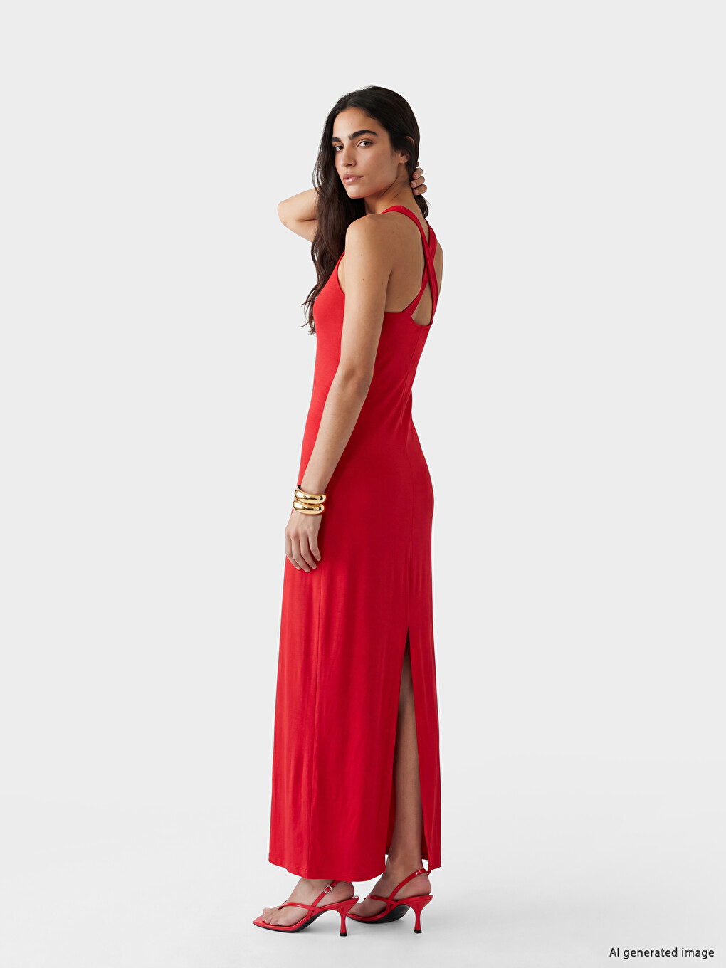 U Neck Cross Strap Bodycon Dress