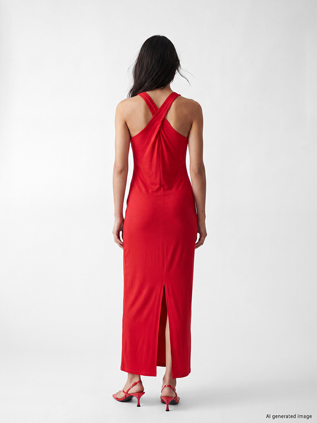 U Neck Cross Strap Bodycon Dress-2