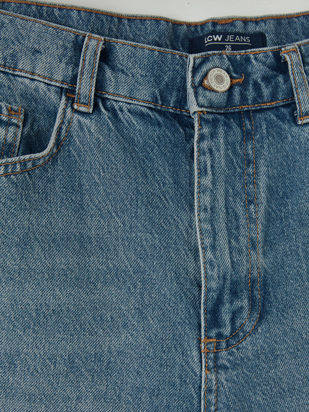 İndigo Yüksek Bel Bermuda Fit Kadın Jean Şortolon-2