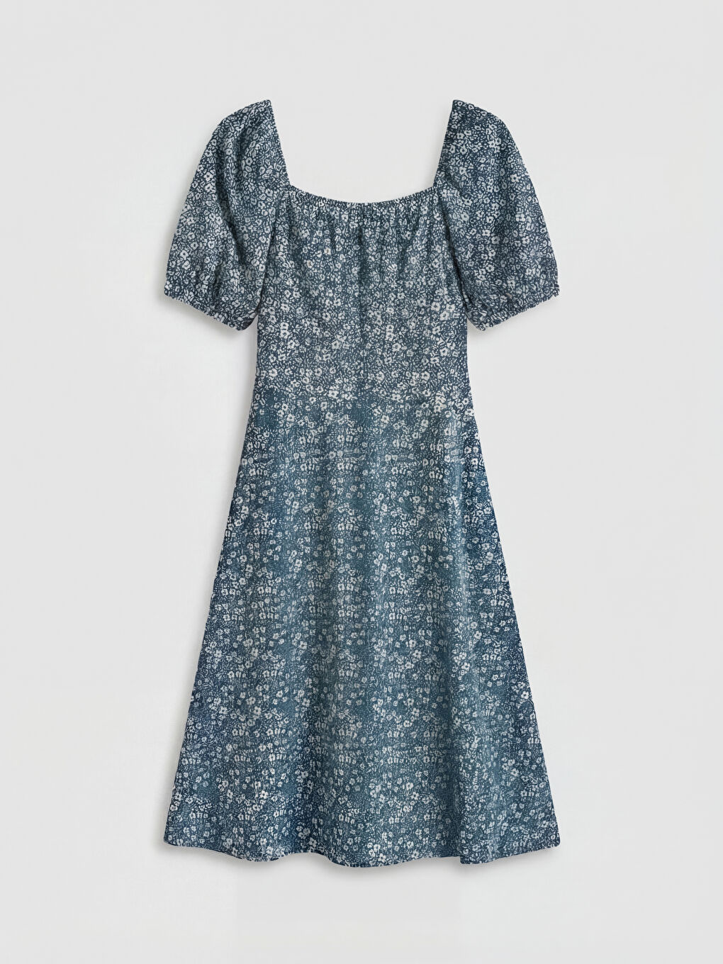 Sweetheart Neckline Floral Puff Sleeve Dress-5