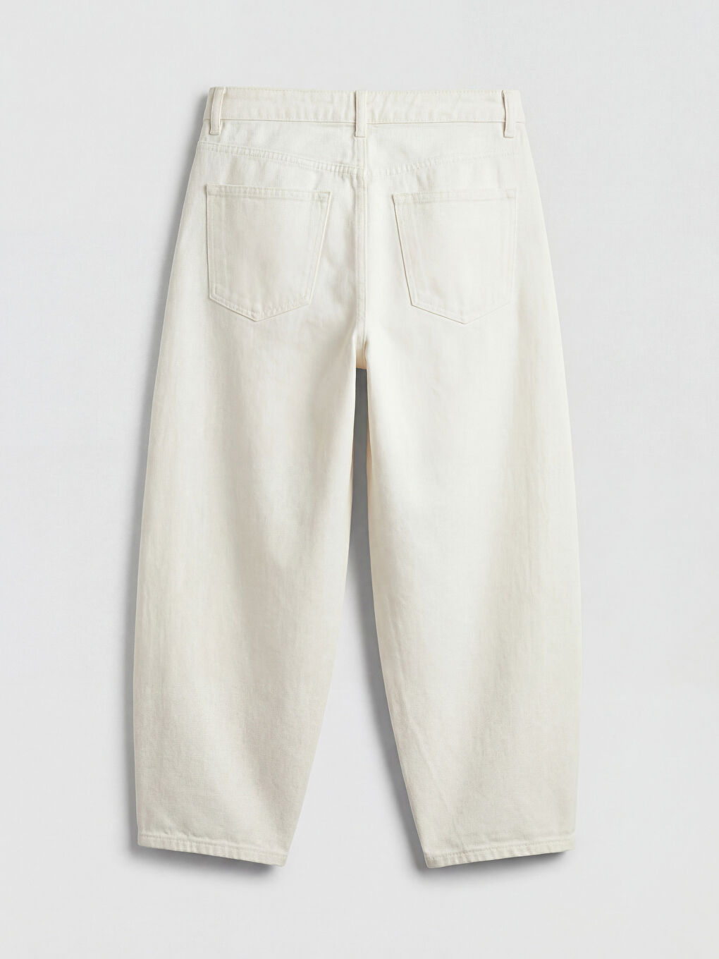 Beyaz Barrel Fit Kadın Jean Pantolon	-1