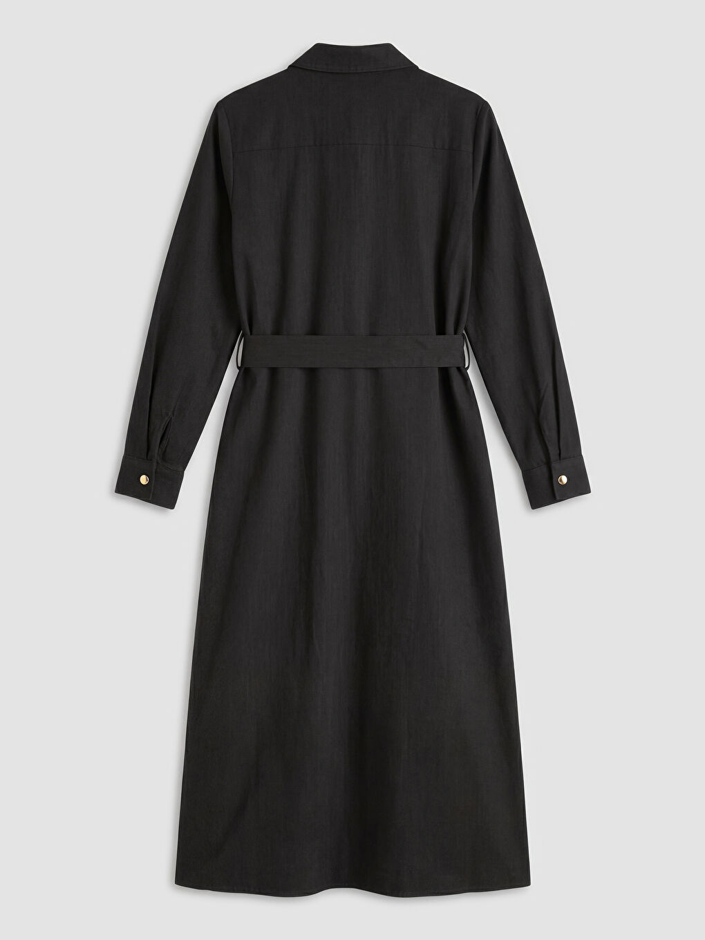 Kahverengi Beli Kemerli Jean Gömlek Elbise-1