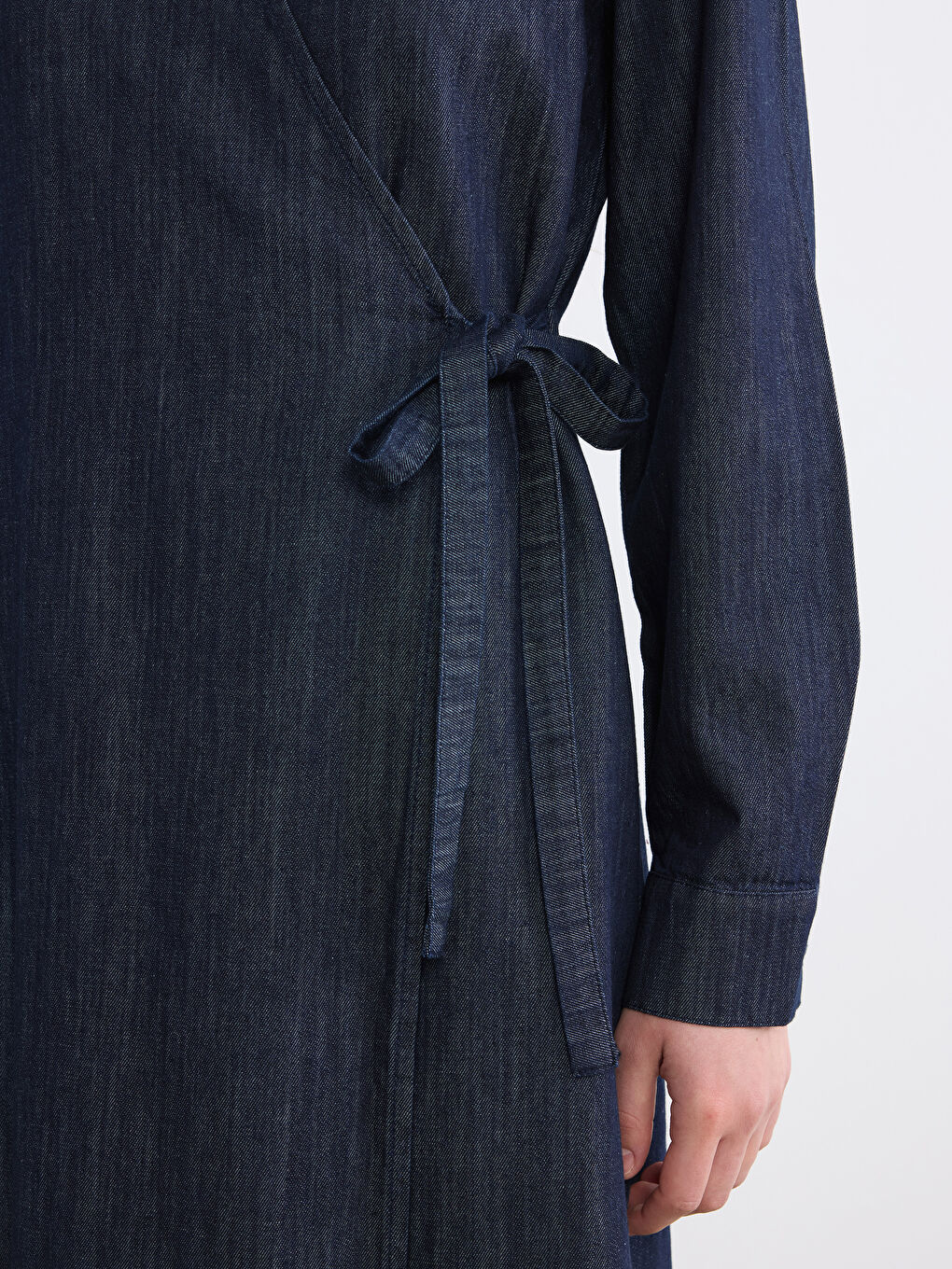 İndigo Kruvaze Yaka Jean Elbise-2