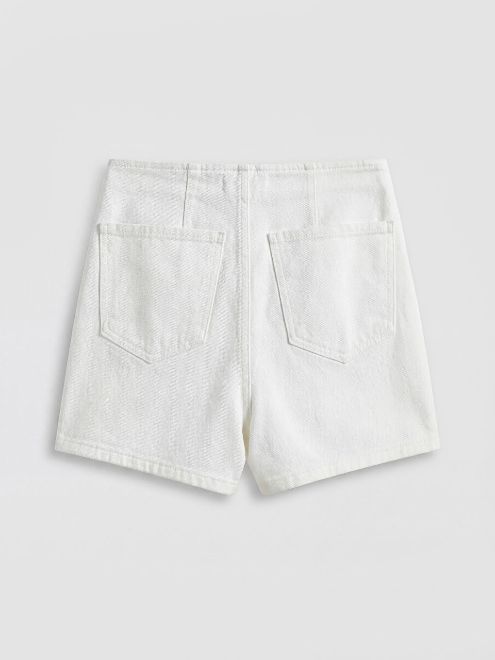 Beyaz Standart Fit Jean Şort Etek-1