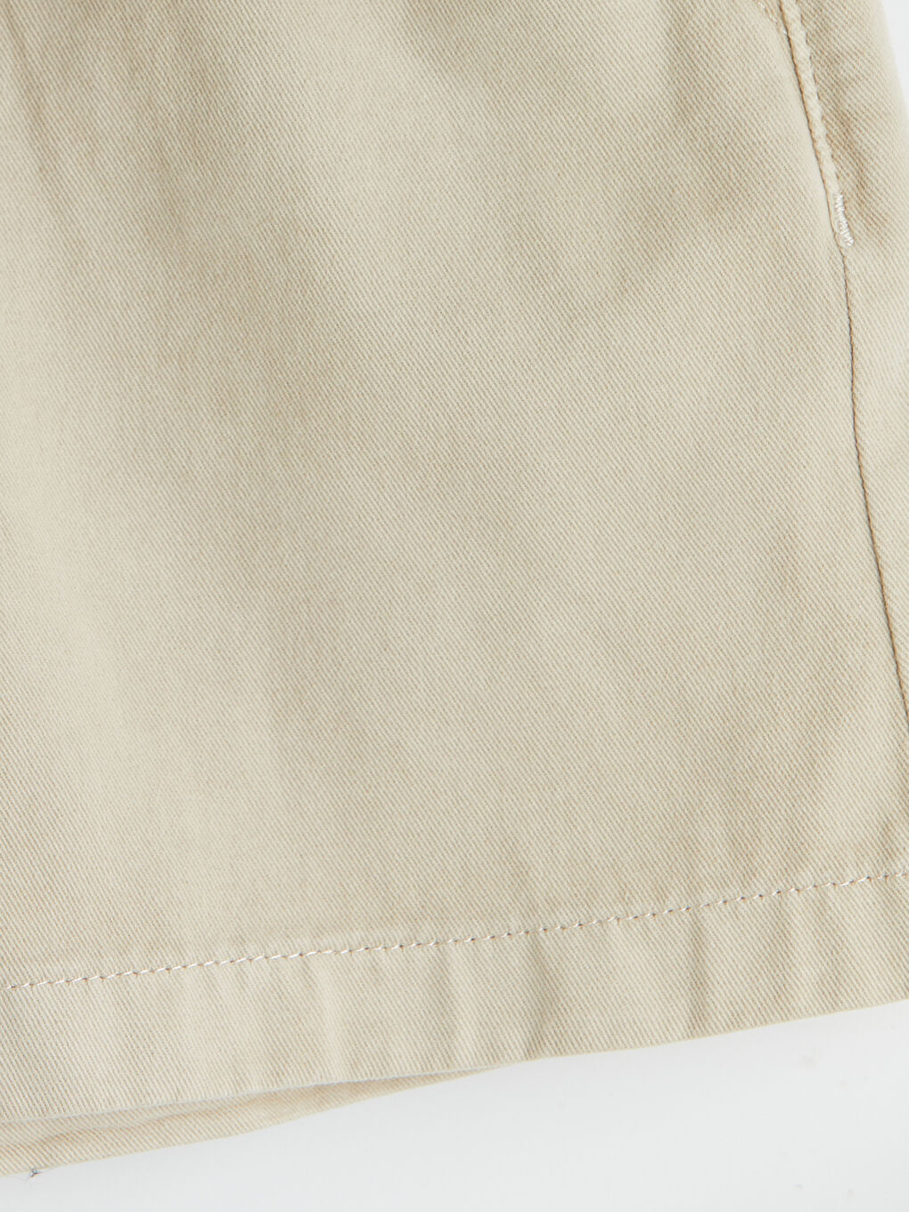 Bej Beli Kemerli Paperbag Kadın Jean Şort-2