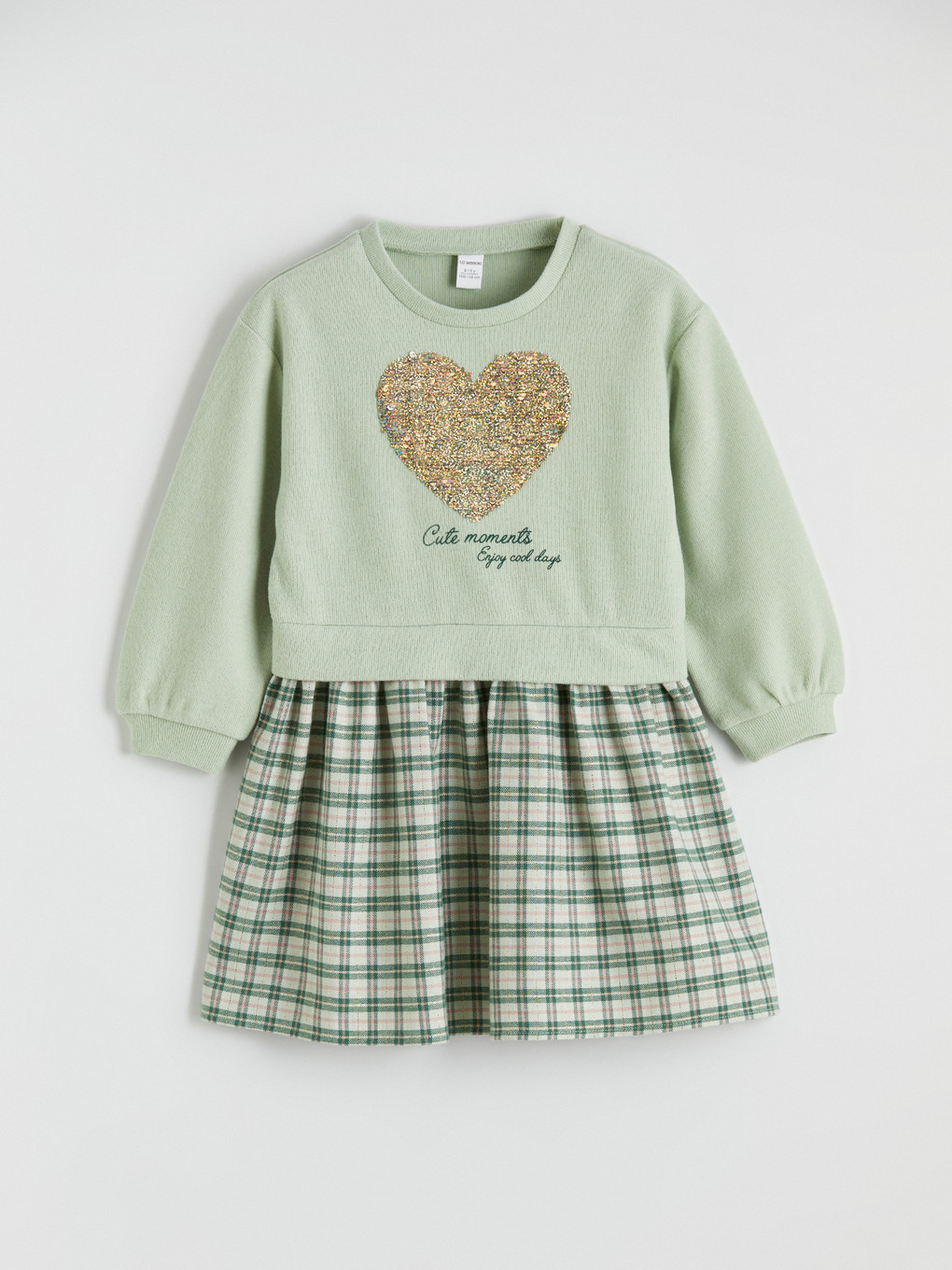 Heart Patterned Girls' Ruffled Dress-1
