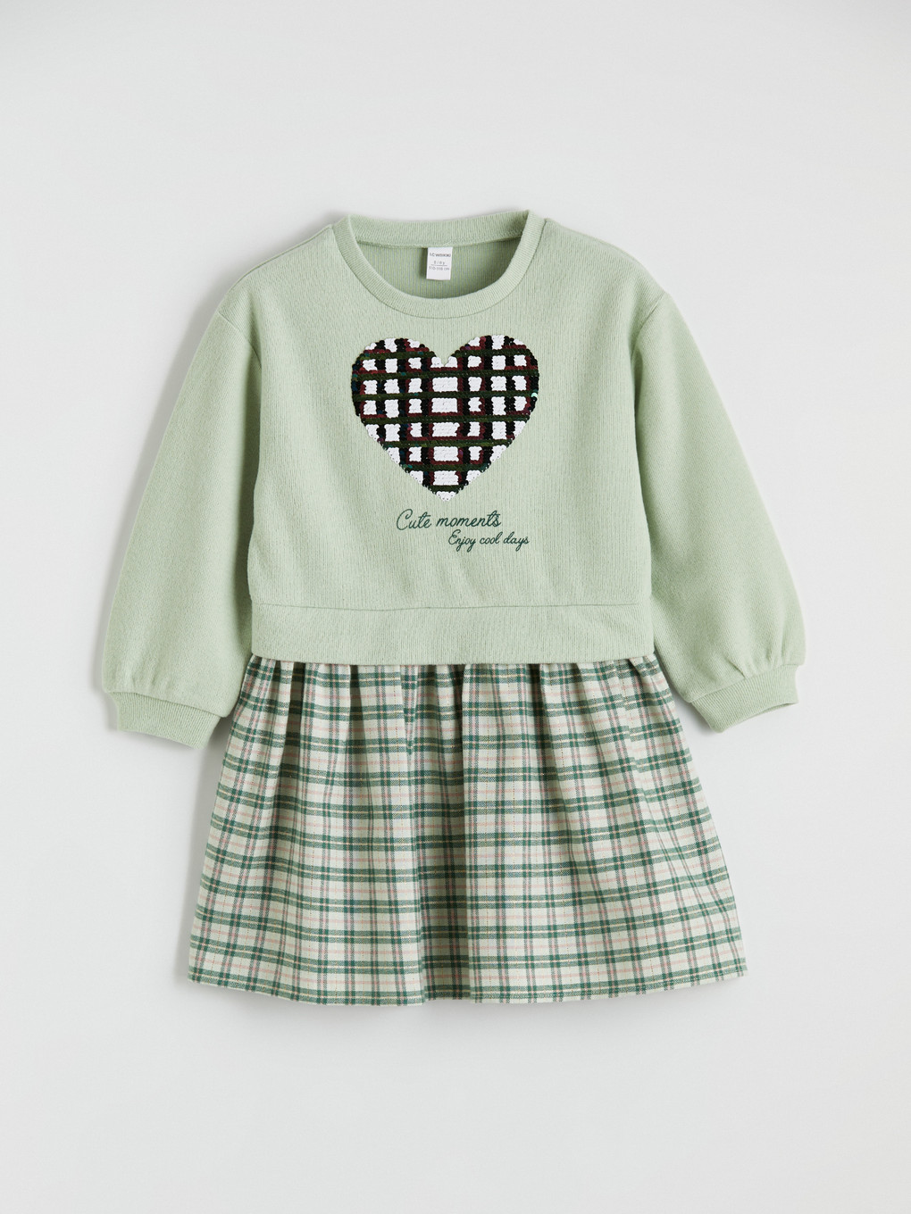 Heart Patterned Girls' Ruffled Dress-2