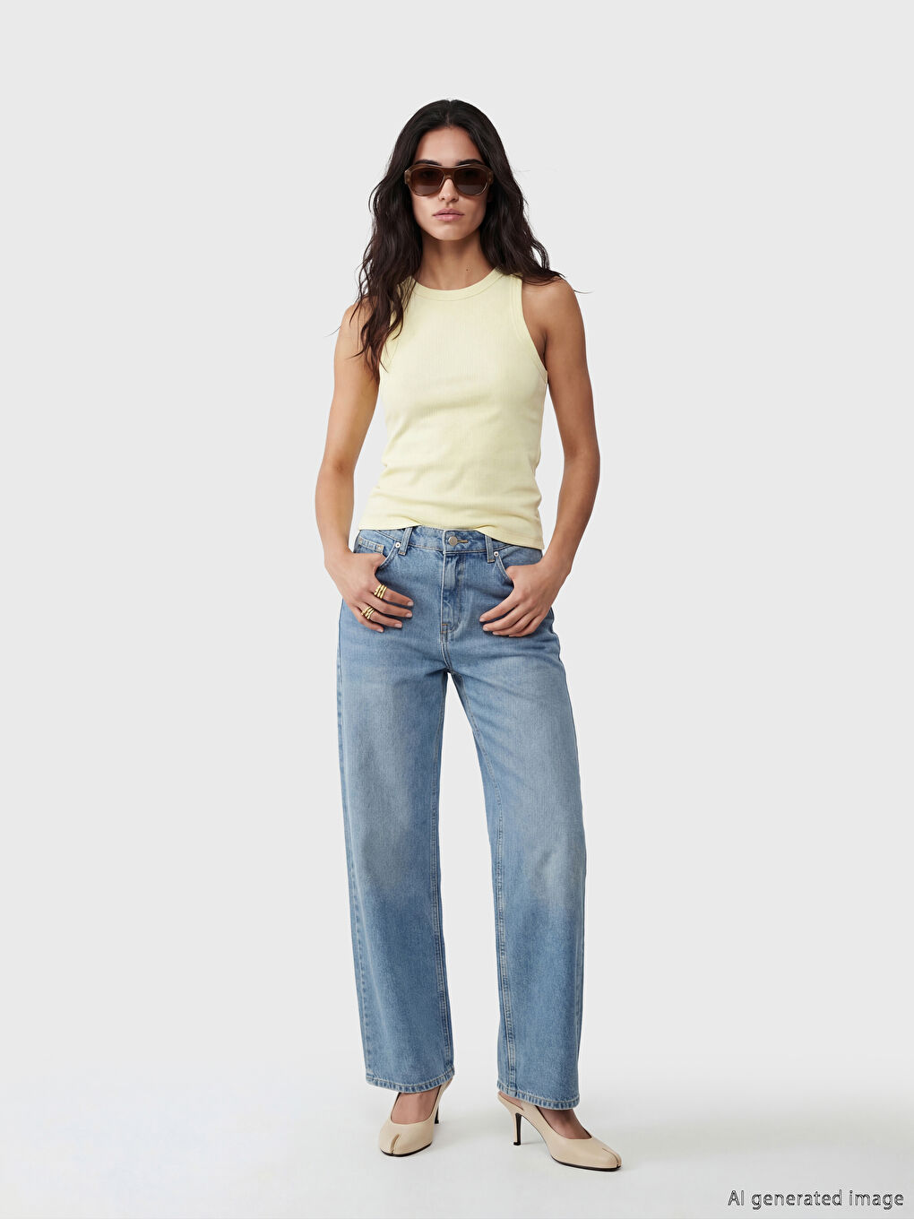 Sarı Bisiklet Yaka Kadın Atlet	-1