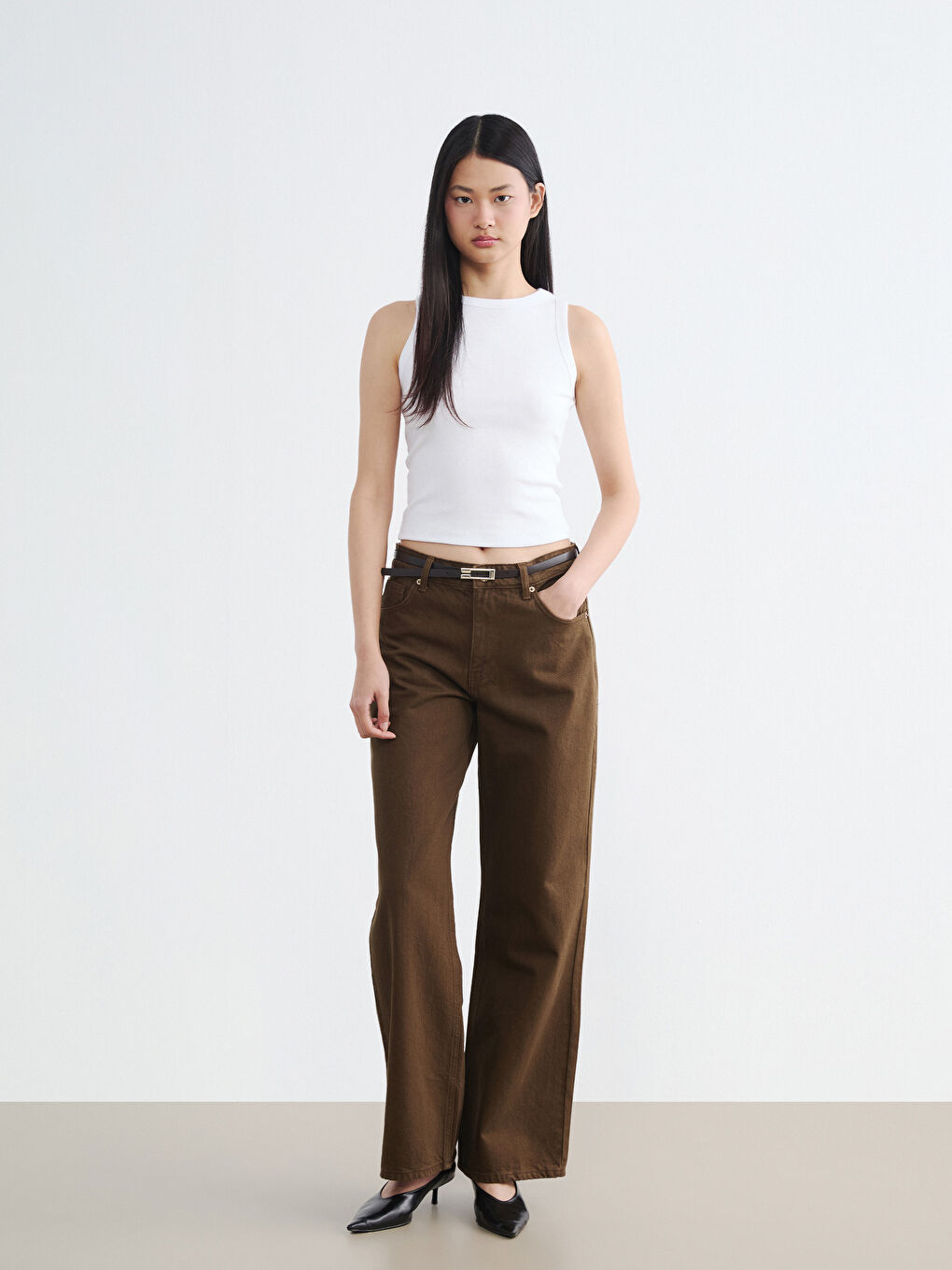 Beyaz Bisiklet Yaka Kadın Atlet	-1