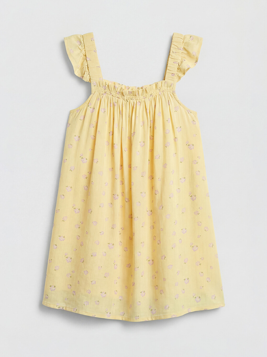 Square Neck Ruffled Girls' Dress-1