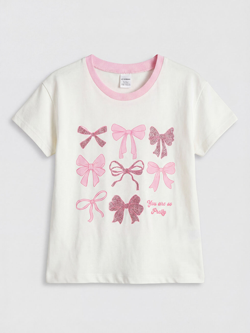 Pembe Bisiklet Yaka Baskılı Kız Çocuk Tişört 2'li-3