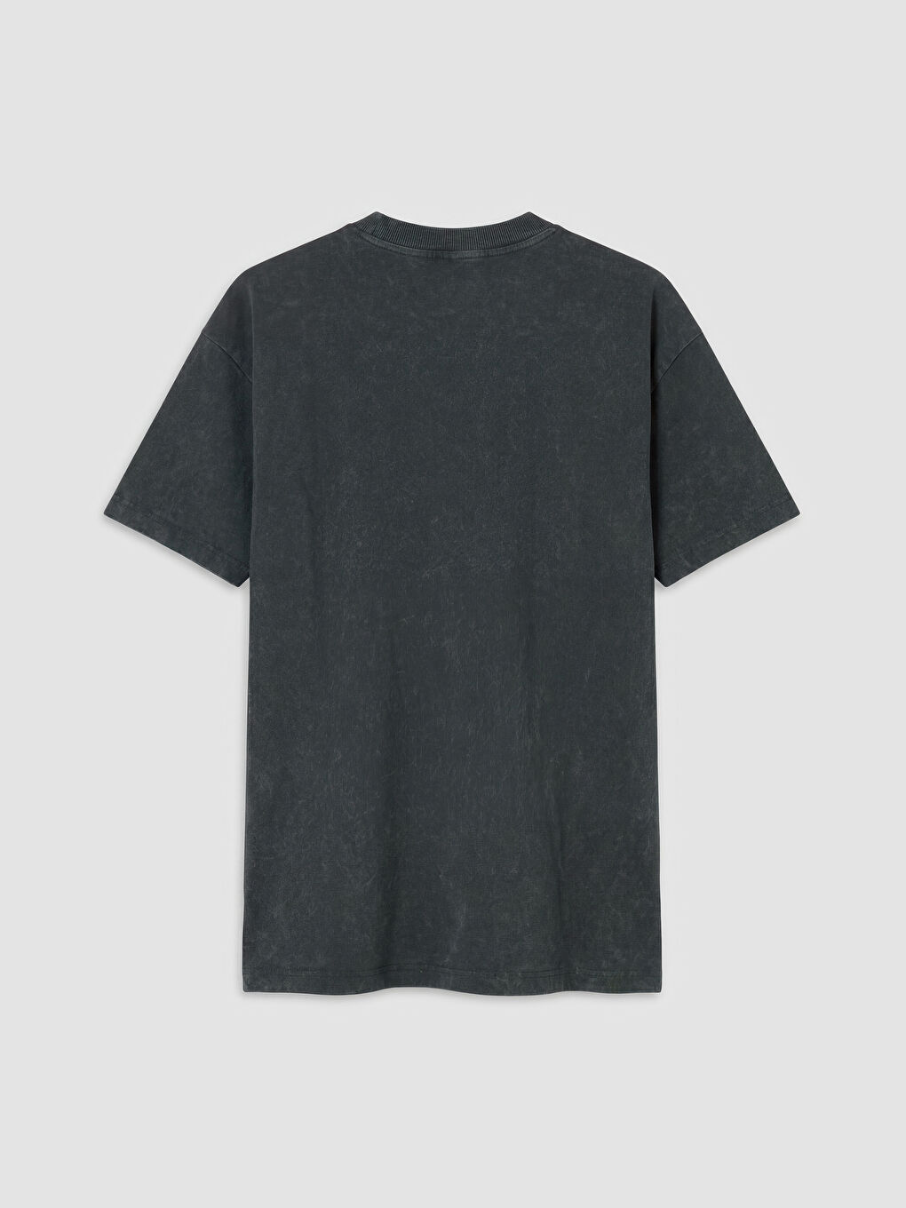 Antrasit Bisiklet Yaka Baskılı Kadın Tişört-1