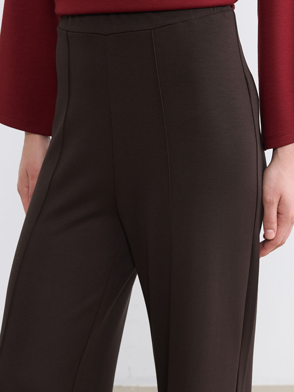 Kahverengi Beli Lastikli Kadın Eşofman Altı-2