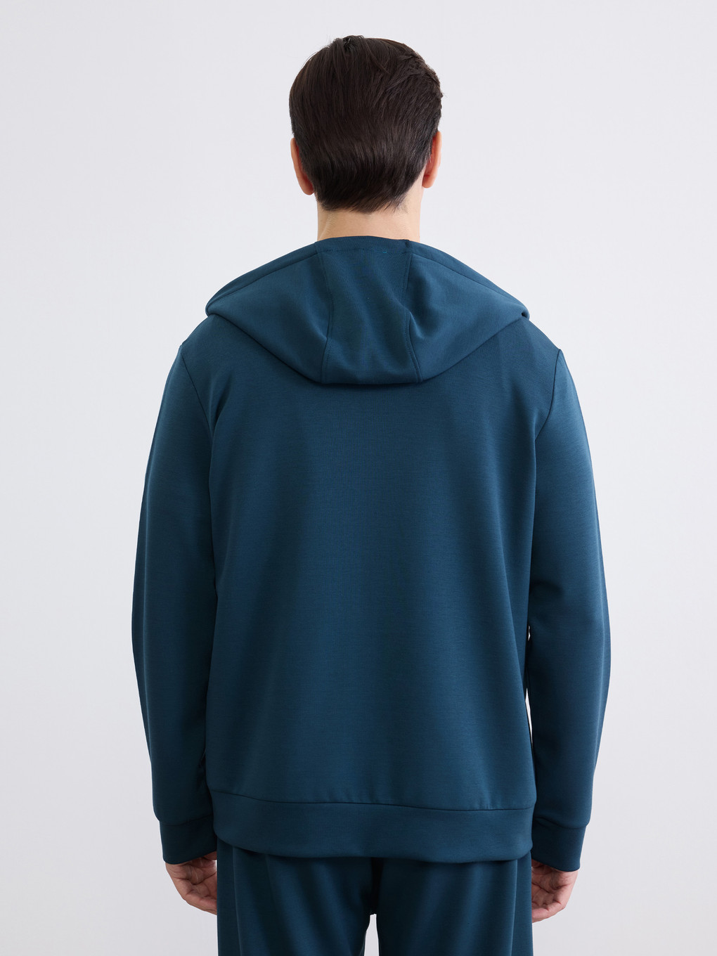 Petrol Kapüşonlu Erkek Soft Touch Fermuarlı Sweatshirt-3