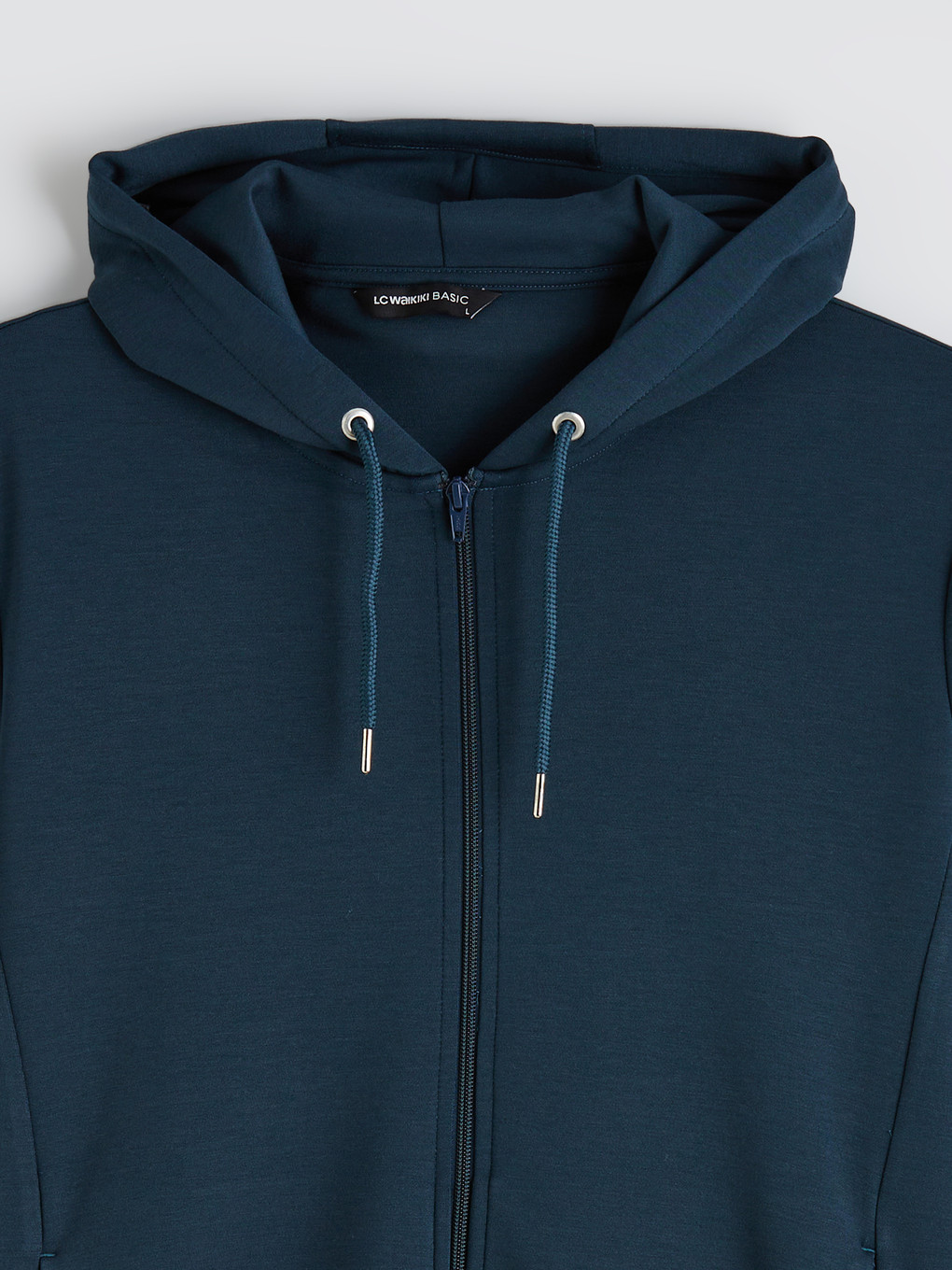 Petrol Kapüşonlu Erkek Soft Touch Fermuarlı Sweatshirt-5