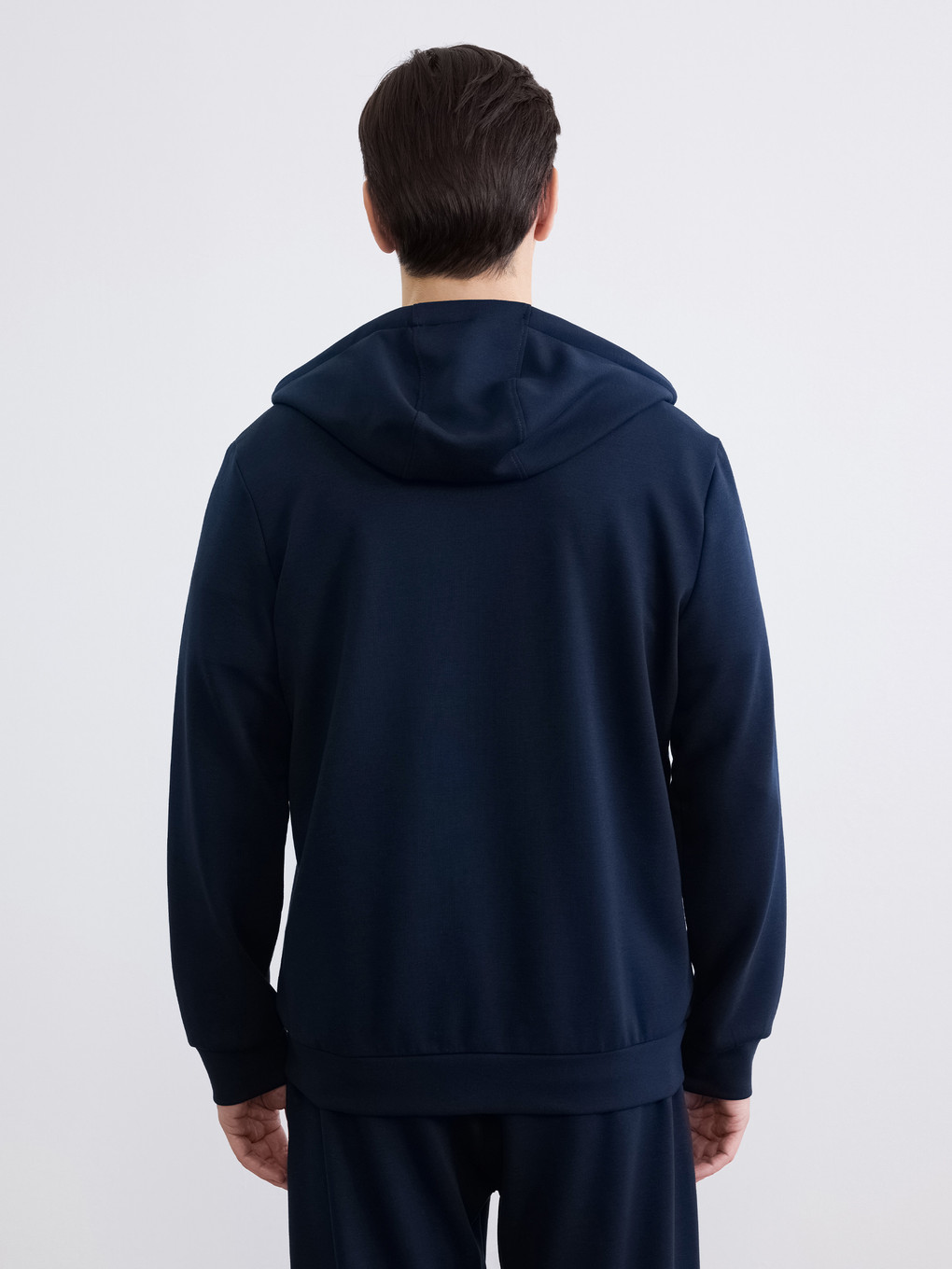 Lacivert Kapüşonlu Erkek Soft Touch Fermuarlı Sweatshirt-3