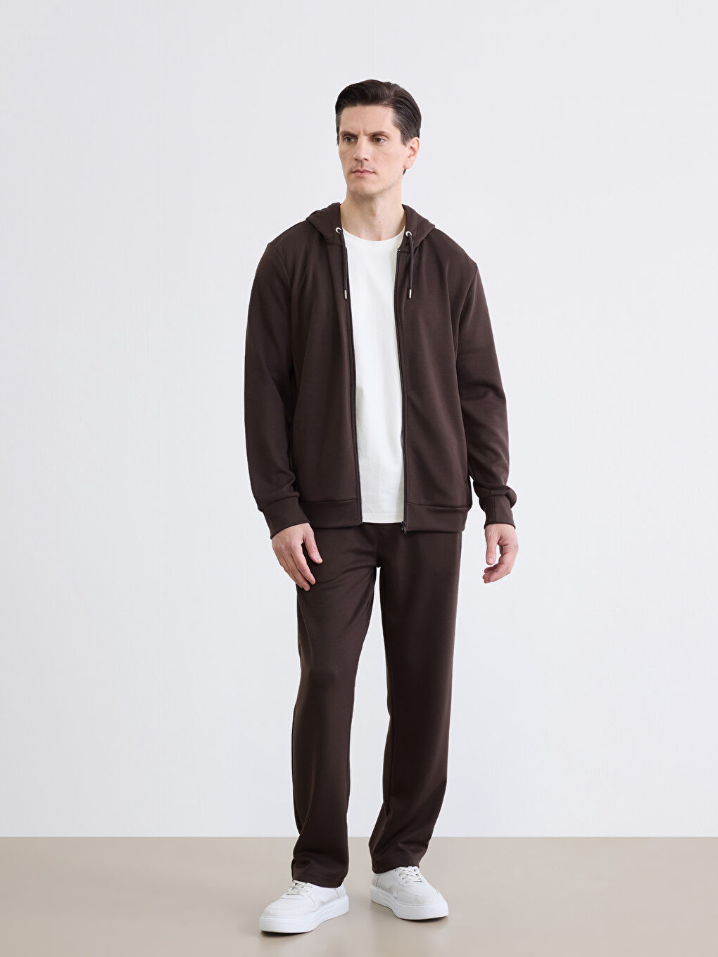 Kahverengi Standart Kalıp Soft Touch Erkek Eşofman Altı