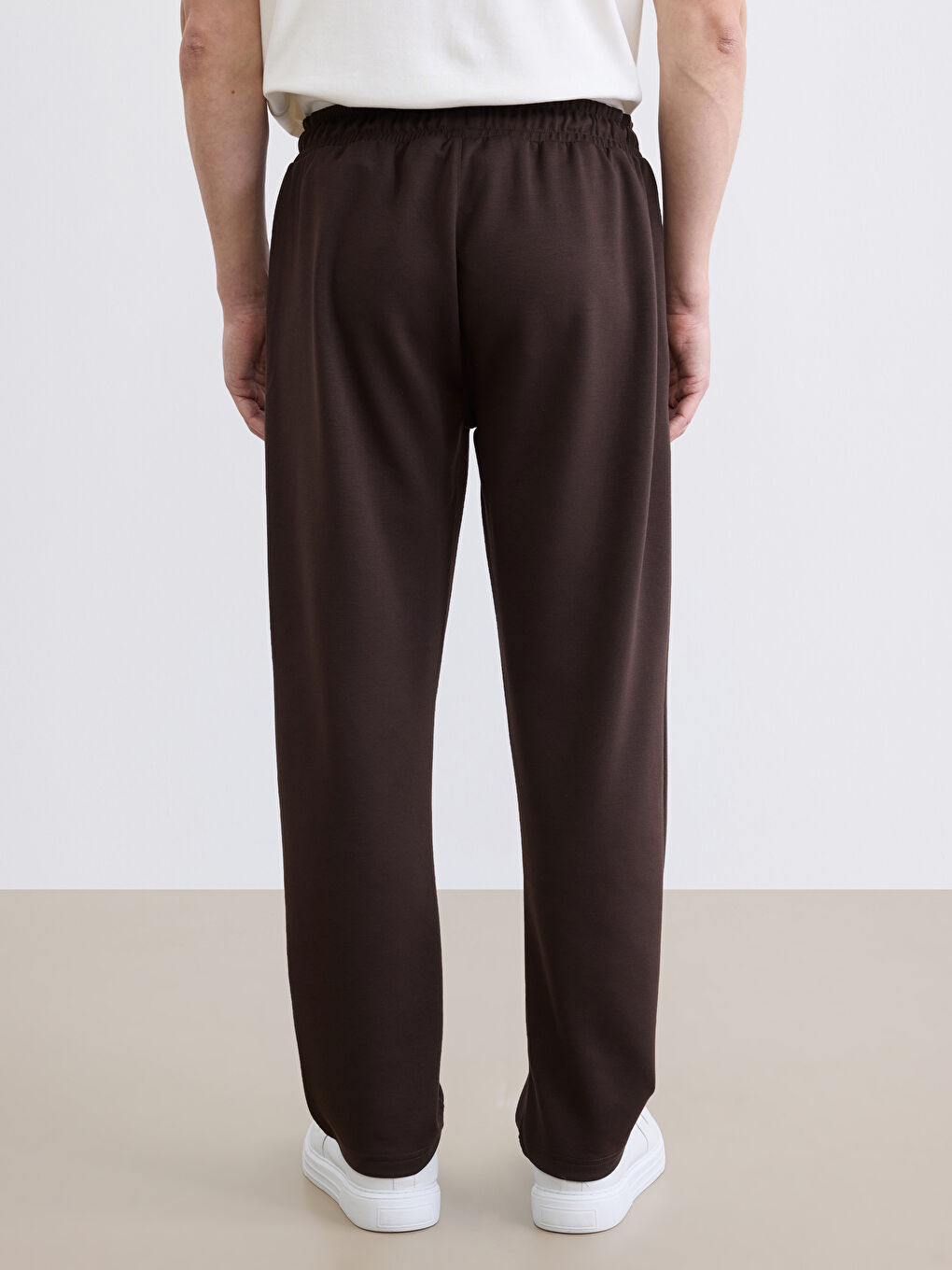 Kahverengi Standart Kalıp Soft Touch Erkek Eşofman Altı-3