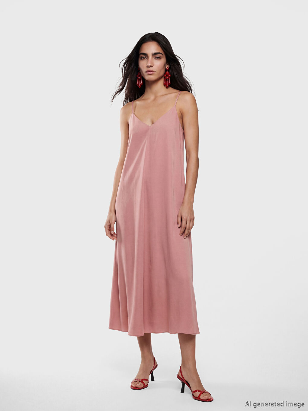 V Neck Strappy A-Line Dress-1