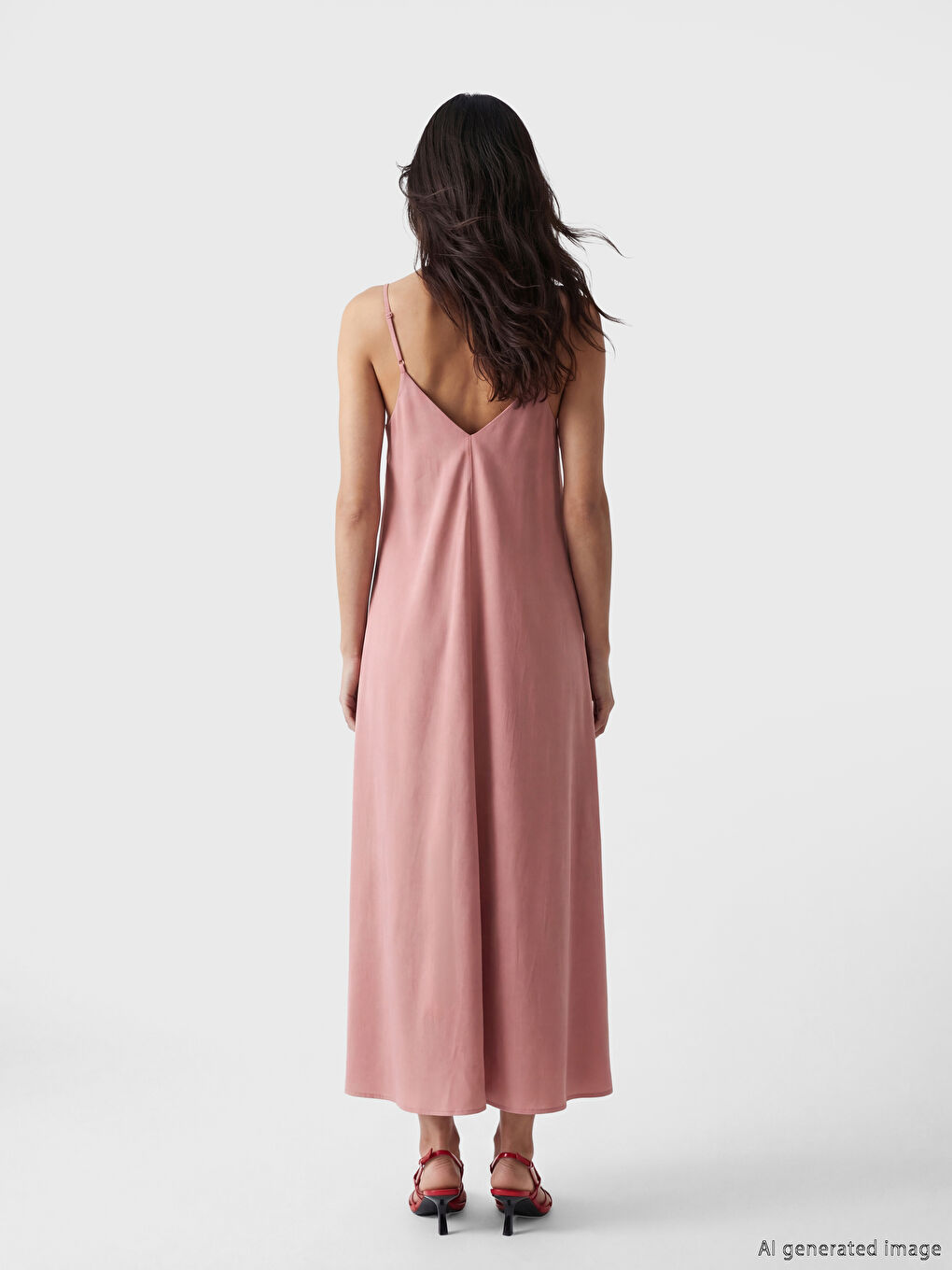 V Neck Strappy A-Line Dress-3